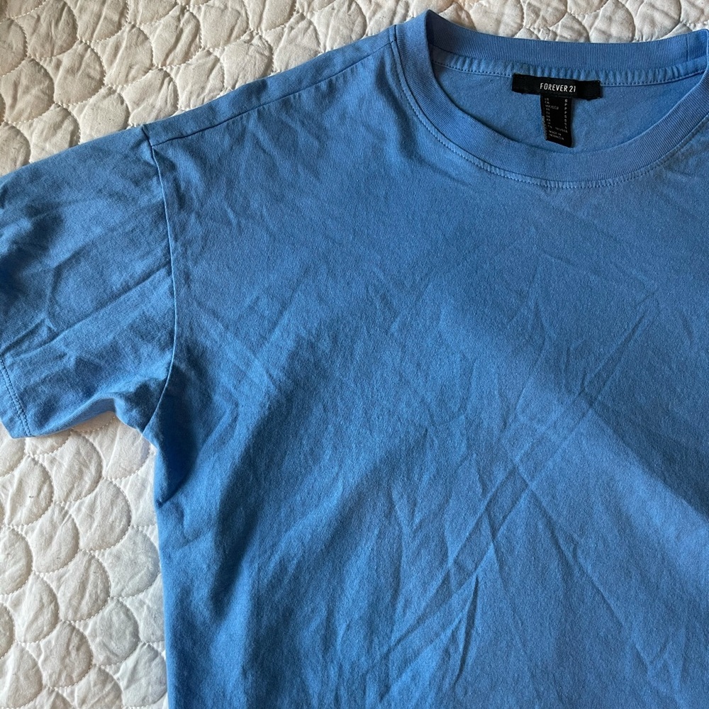 Forever 21 Crop Blue Tee